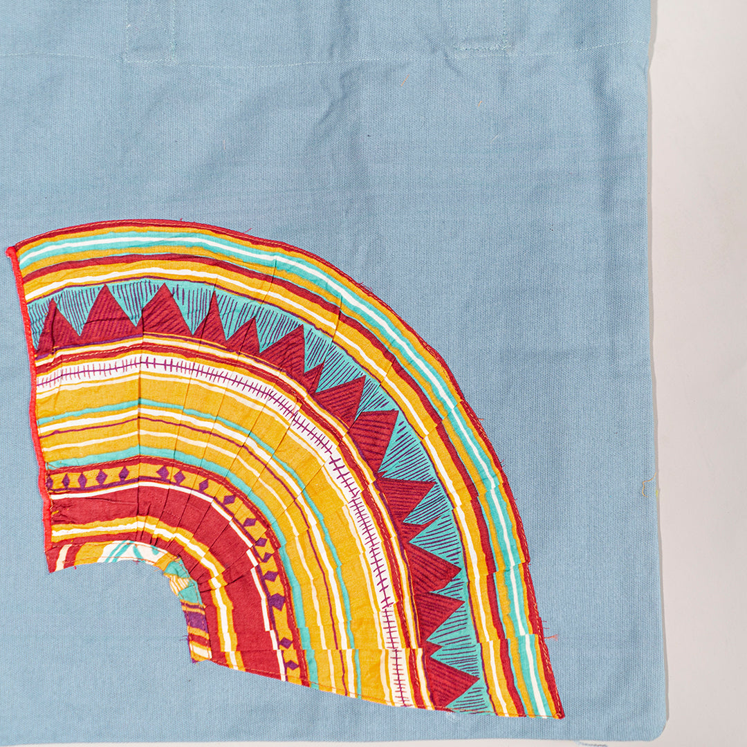 Baadal Canvas Tote Bag with Fan Appliqué
