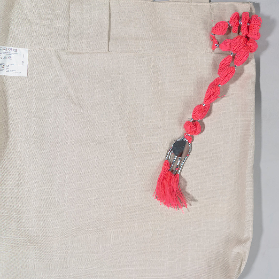 Rung Mirror Tassel Tote – Upcycled IKEA Curtain