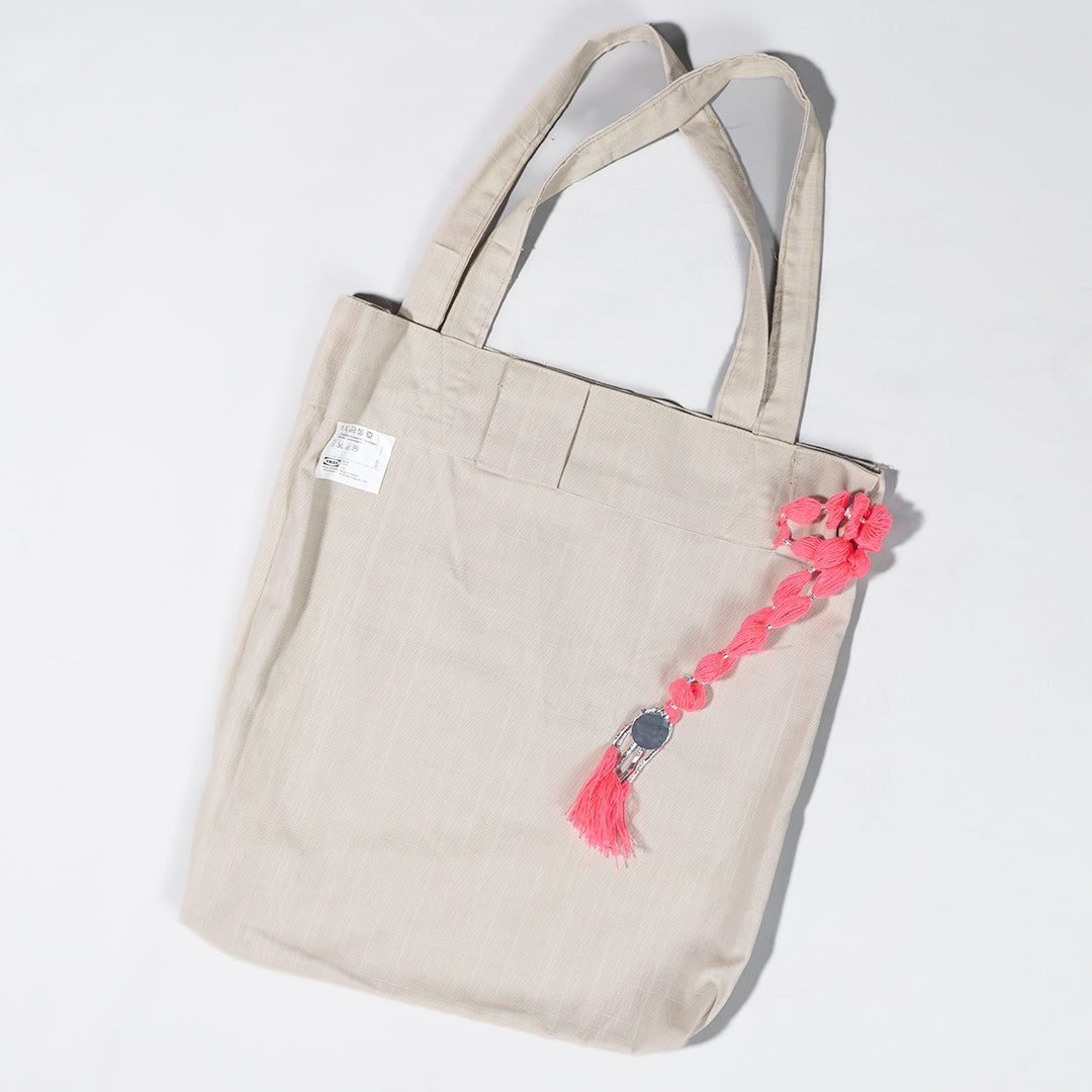 Rung Mirror Tassel Tote – Upcycled IKEA Curtain