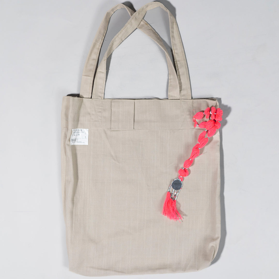 Rung Mirror Tassel Tote – Upcycled IKEA Curtain