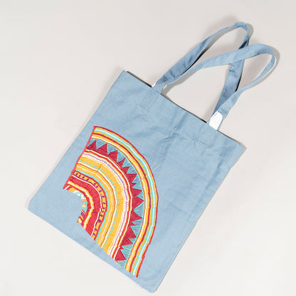 Baadal Canvas Tote Bag with Fan Appliqué