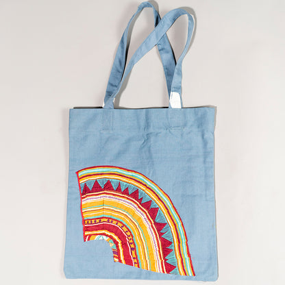 Baadal Canvas Tote Bag with Fan Appliqué