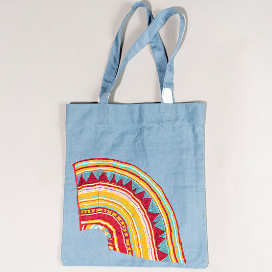Baadal Canvas Tote Bag with Fan Appliqué