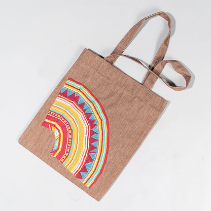 Baadal Canvas Tote Bag with Fan Appliqué