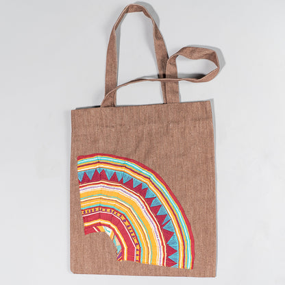 Baadal Canvas Tote Bag with Fan Appliqué