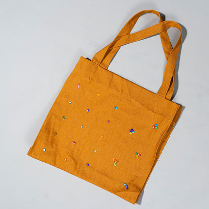 Zari Beadwork Capacity Tote – Sunset Orange Denim
