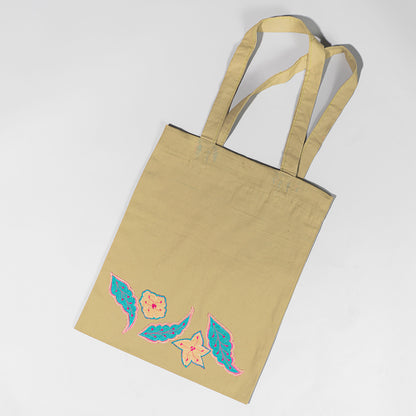 Sabza Canvas Tote Bag with Floral Appliqué