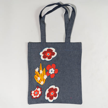 Gulbahar Denim Tote Bag with Appliqué
