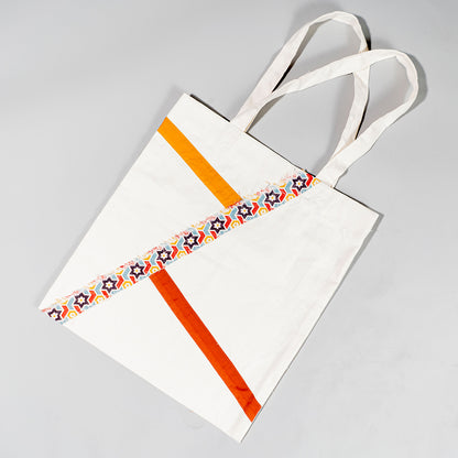 Resha Canvas Tote Bag with Appliqué Lines