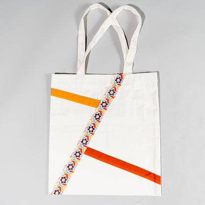 Resha Canvas Tote Bag with Appliqué Lines