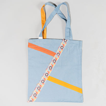 Resha Canvas Tote Bag with Appliqué Lines