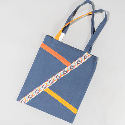 Resha Canvas Tote Bag with Appliqué Lines