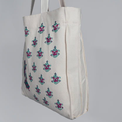 Deepa Blockprint Max-Capacity Canvas Tote Bag