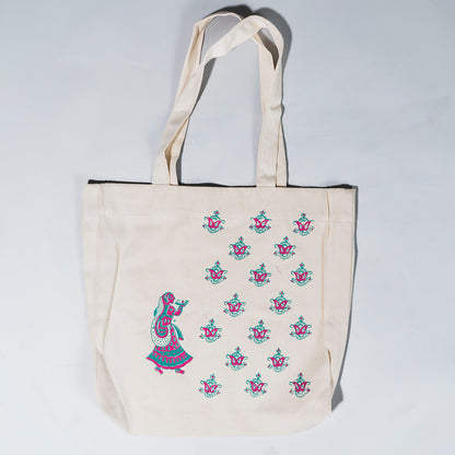 Deepa Blockprint Max-Capacity Canvas Tote Bag