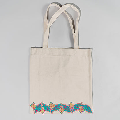 Meherbaan Canvas Tote Bag with Appliqué Border