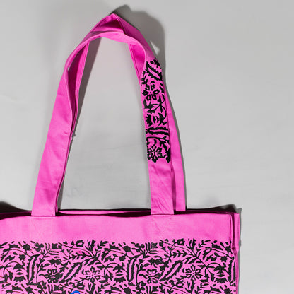 Kaari Blockprint Capacity Canvas Tote Bag